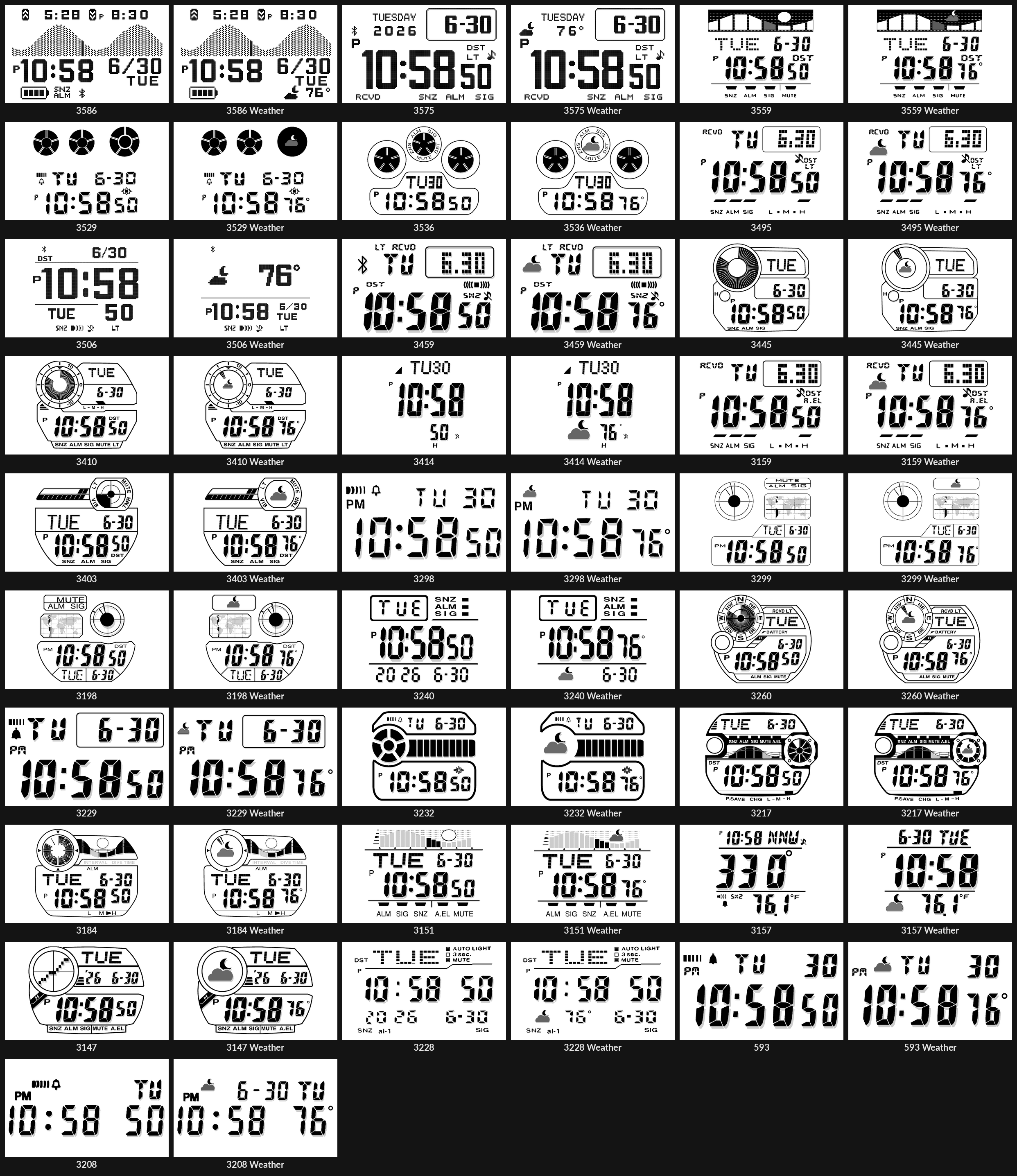 Every LCD Watch face